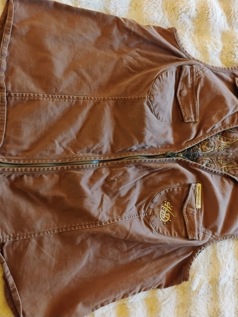 Harley-Davidson Brown Women's Vest with Embroidered Detail